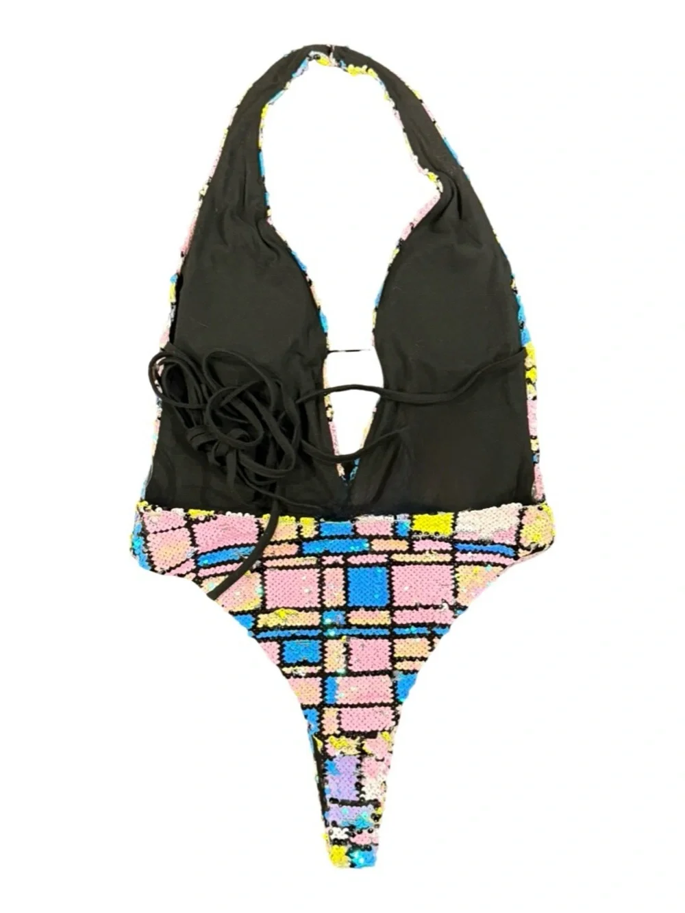 L'ATISTE Sequin Pastel Plaid One-Piece Swimsuit in Pink, Blue, Yellow, Green